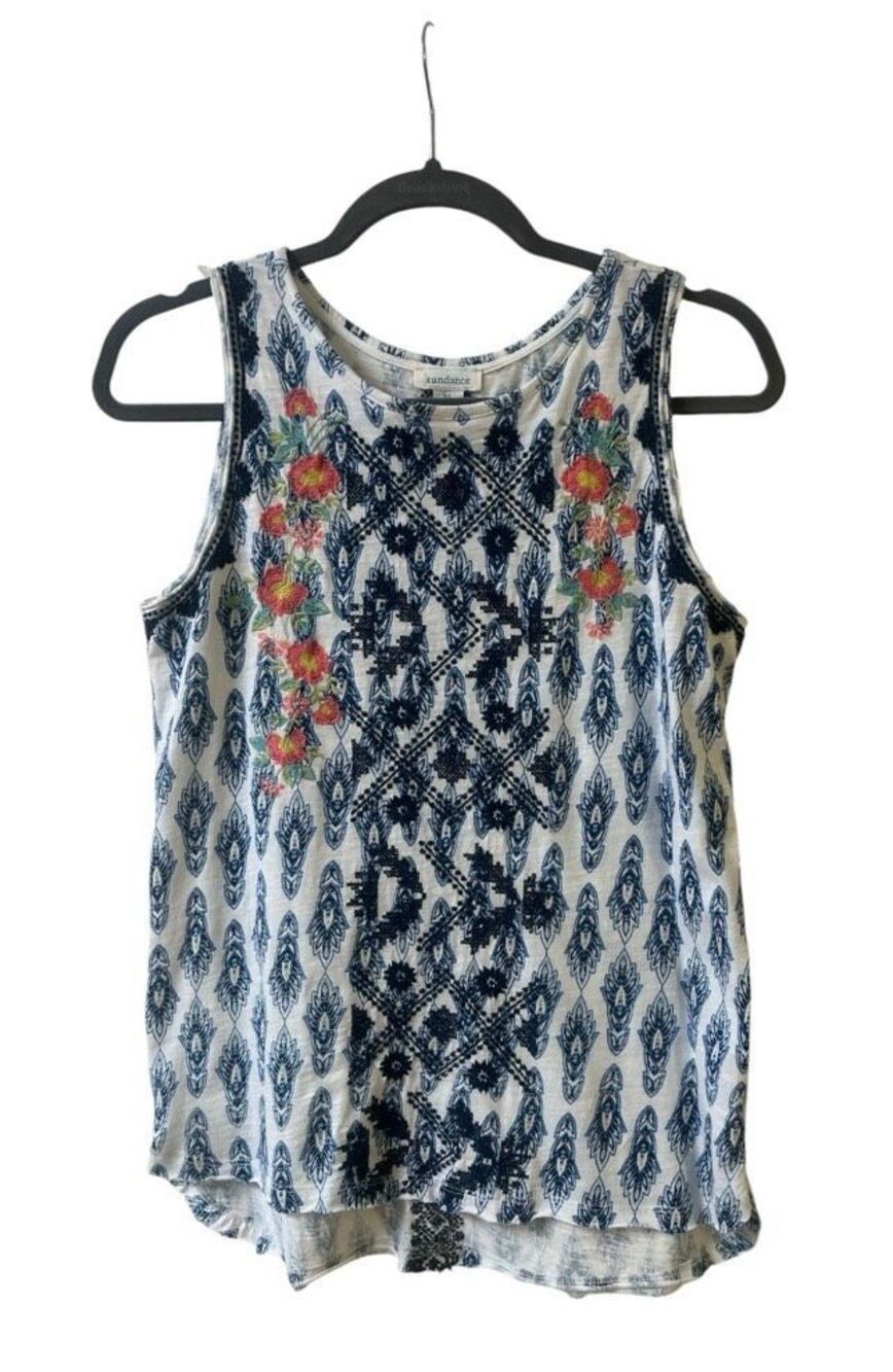 Sundance embroidered tank top 100% cotton sz XS
